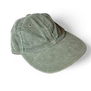 GAP 90s Vintage Army Green Olive Drab Cotton Corduroy Strapback Baseball Cap S/M
